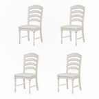 Vintage Traditional 4-Piece Upholstered Dining Chairs, Serrated Dining Backs,Cream