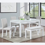 Wooden Dining Rectangular Table with Bench and 4 Chairs