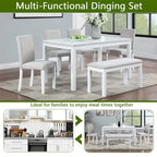 Wooden Dining Rectangular Table with Bench and 4 Chairs