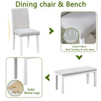 Wooden Dining Rectangular Table with Bench and 4 Chairs