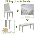 Wooden Dining Rectangular Table with Bench and 4 Chairs