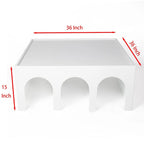 Multifunctional 4-Tier White Book Shelf & Coffee Table, Creative Furniture Floor Bookshelf, Minimalist Organizer Storage Shelves