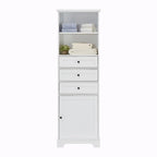 Tall Storage Cabinet with 3 Drawers and Adjustable Shelves for Bathroom