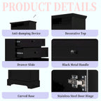 Tall Storage Cabinet with 3 Drawers and Adjustable Shelves for Bathroom