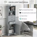 Tall Storage Cabinet with 3 Drawers and Adjustable Shelves for Bathroom