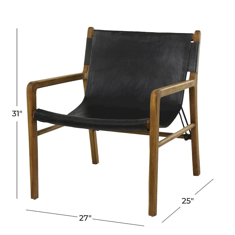 Leather Living Room Accent Chair with Armrests - Brown or Black - Roche River Decor