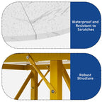 Table à manger ronde Moasis avec étagères de rangement et pieds en métal pour 4 à 6 personnes pour salle à manger ou salon