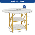Table à manger ronde Moasis avec étagères de rangement et pieds en métal pour 4 à 6 personnes pour salle à manger ou salon