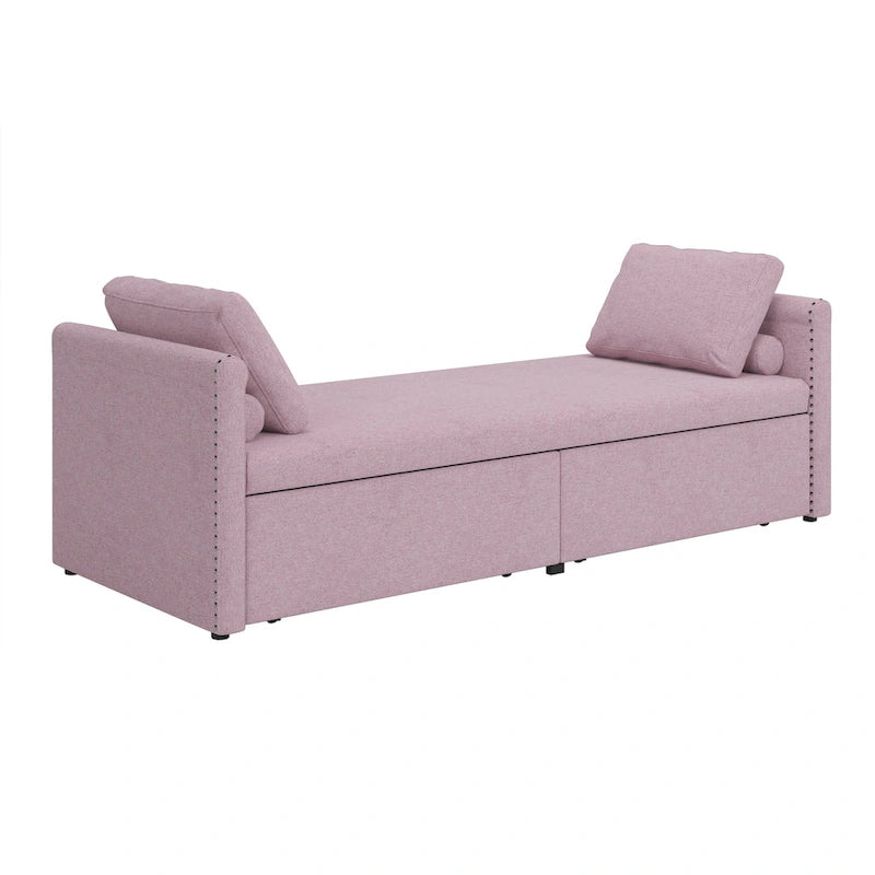 Modern Chaise Lounger Daybed Small Single Daybed with 2 Drawers,No Mattress Needed,Perfect For Living Rooms&Home Office