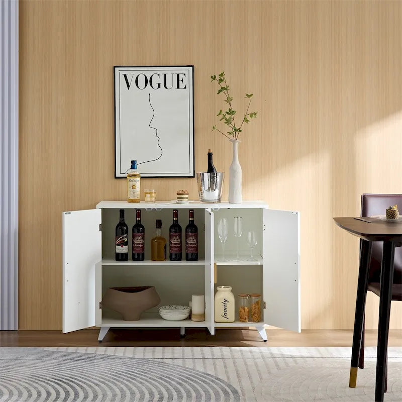 Sideboard Buffet Cabinet With 3 Doors And Removable Shelves