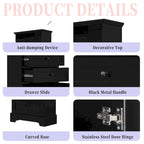 Black Tall Storage Cabinet with 3 Drawers and Adjustable Shelves for Bathroom,Study,Office and Interior