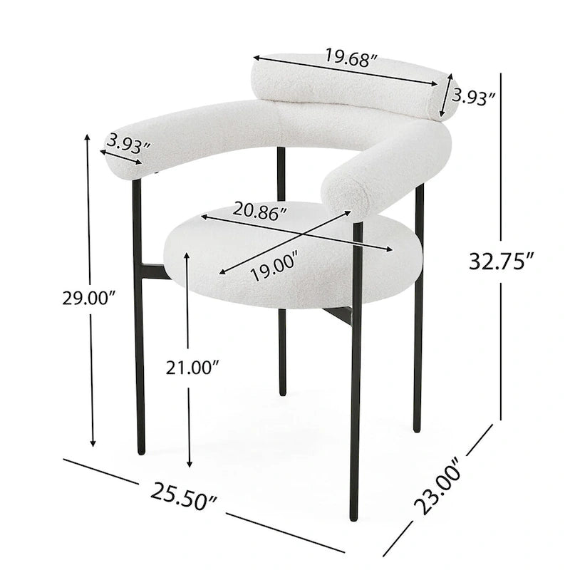 Upholstered Armchair Dining Chairs With Metal Legs for Home, Kitchen, Living Room(Set of 2)