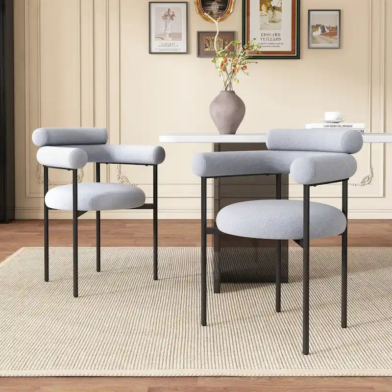 Upholstered Armchair Dining Chairs With Metal Legs for Home, Kitchen, Living Room(Set of 2)