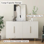 Buffet Cabinet with Fluted Decorative Doors, Wood Sideboard Cabinet with Metal Handles, Storage Cabinet with Adjustable Shelves