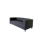 Coast to Coast Sofas Mid Century Modern 3 Seater Sofa Faux Leather Solid Wood Frame Upholstered