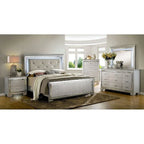 1pc Nightstand Silver Bedside Table LED Light