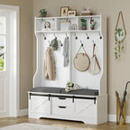 Hall Tree With Bench And Shoe Storage Coat Rack Barn Door