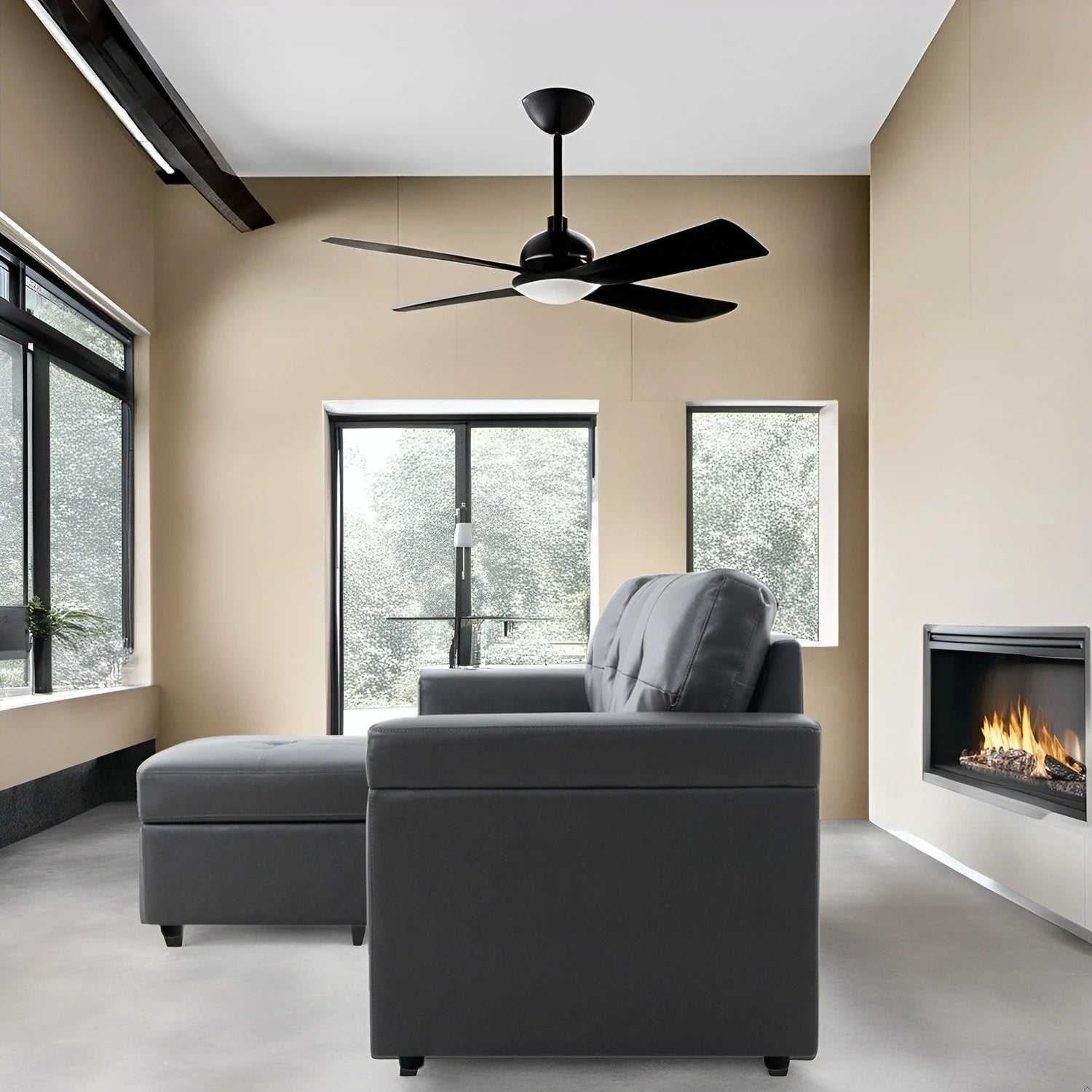 Reversible Sectional Sofa with Pull-Out Sleeper Bed, Hidden Storage Chaise, Durable Legs,