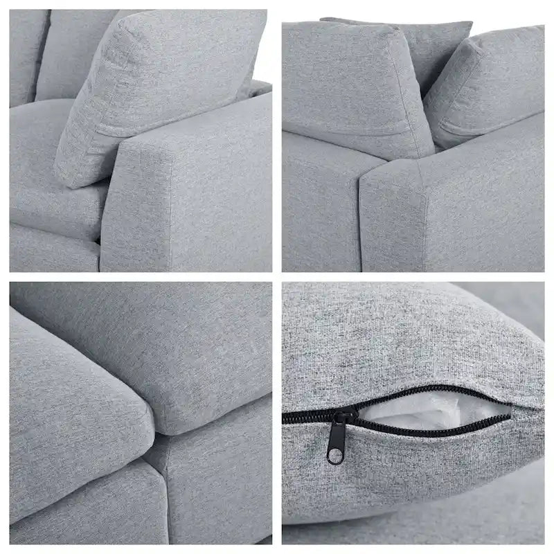Modern U-Shape Sectional Sofa, 2 Large Chaise with Removable Ottomans