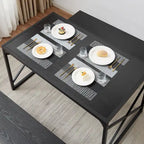 VECELO 3-pieces Dining Table with Bench, Dinning Room Table Set for 4-6, Kitchen Table with 2 Benches Dining Table Set
