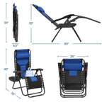 Yaheetech 2pcs 26in Padded Outdoor Zero Gravity Chair Patio Lounge Camping Chair with Armrests and Pillow
