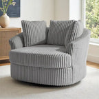 DREAMSIDEA Recessed Arm Slipcovered Swivel Barrel Chair