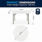 Table de réception pliante ronde en plastique de 1,5 m avec surface épaisse de 5 cm