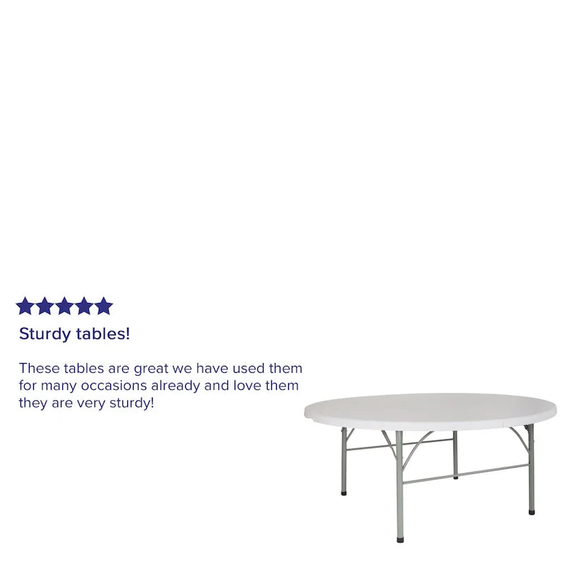 6-Foot Round Bi-Fold Plastic Event Folding Table with Handle