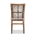 Laluna Modern Bohemian Rattan/ Mahogany Wood Dining Chair with Cushion