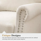 Modern Upholstered Armchair Nailhead Trim Accent Chair with Wood Legs