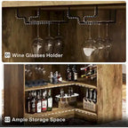 L-Shaped Bar Cabinet with Stemware Racks for Home Pub