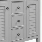 Bathroom Vanity with Ceramic Basin, Two Cabinets and Five Drawers