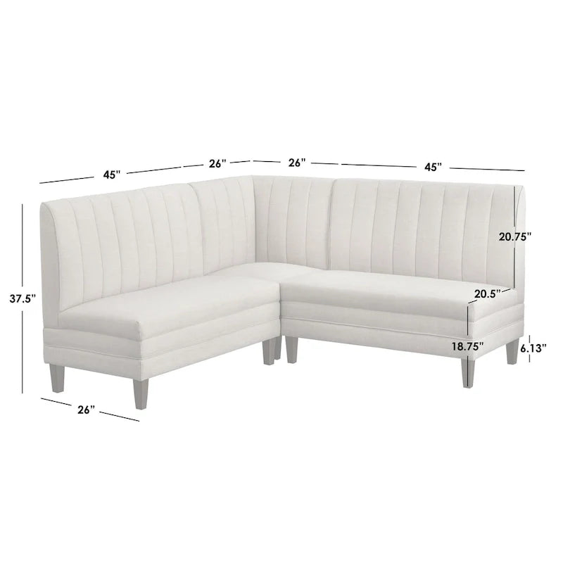 Lifestorey Kerrington 3-Piece Channel Back Upholstered Banquette Set
