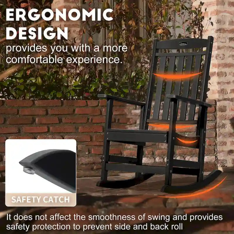 Vrakae All Weather Outdoor High Back Rocking Chair Set of 2