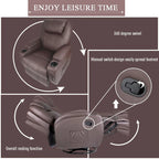 Massage Recliner Chair Swivel Heating Faux Leather Living Room Chair