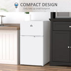 HOMCOM Double Door Mini Fridge with Freezer, 3.2 Cu.Ft Compact Refrigerator with Adjustable Shelf, Adjustable Thermostat