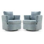 Modern Chenille Upholstered Swivel Accent Barrel Chair Set Modern Swivel Armchair for Living Room