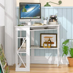 Corner Desk Small Desk with Outlets Corner Table for Small Space, Computer Desk with USB Ports Triangle Desk with Storage