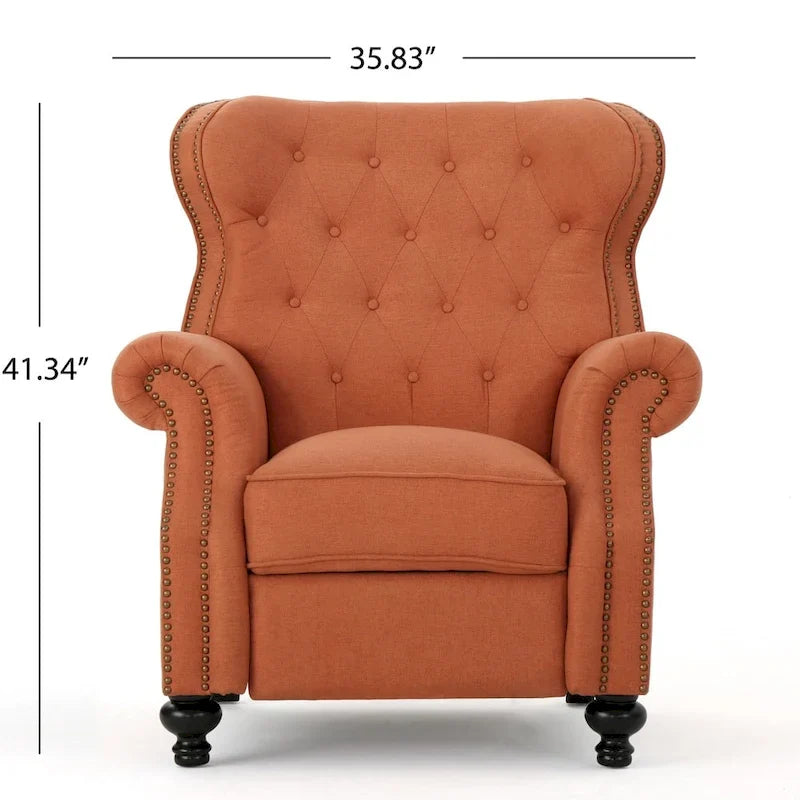 Walder Tufted Nailhead Fabric Recliner by Christopher Knight Home