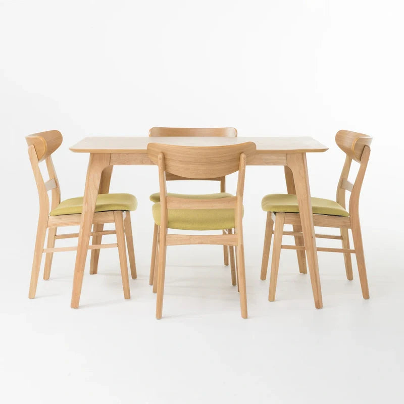 Idalia Fabric and Rubberwood 5-piece Wood Rectangular Dining Set by Christopher Knight Home