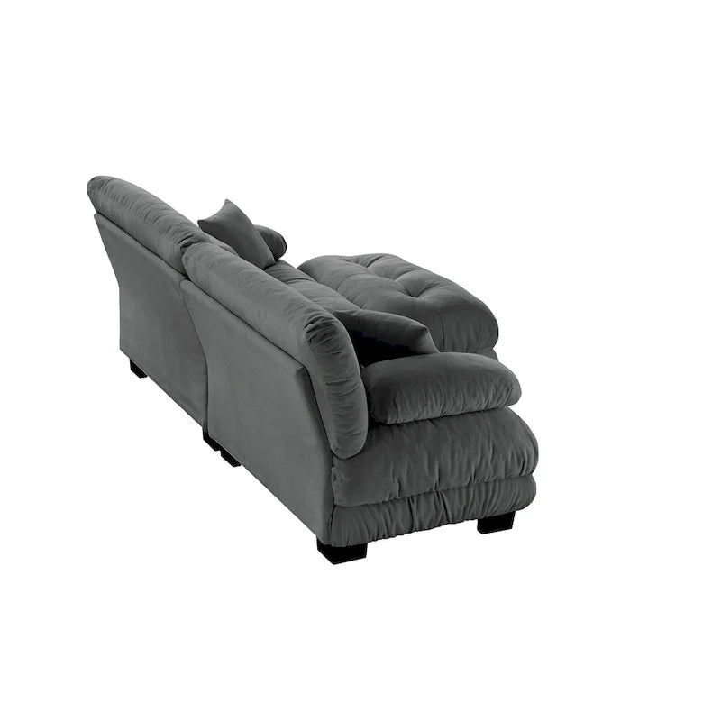 L Shaped Loveseat Sofa Chenille Sectional Couch with Lumbar Pillows