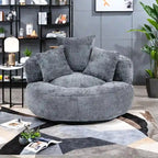 Chenille High Back Lazy Sofa with 3 Pillows and Oversized Bean Bag Chair