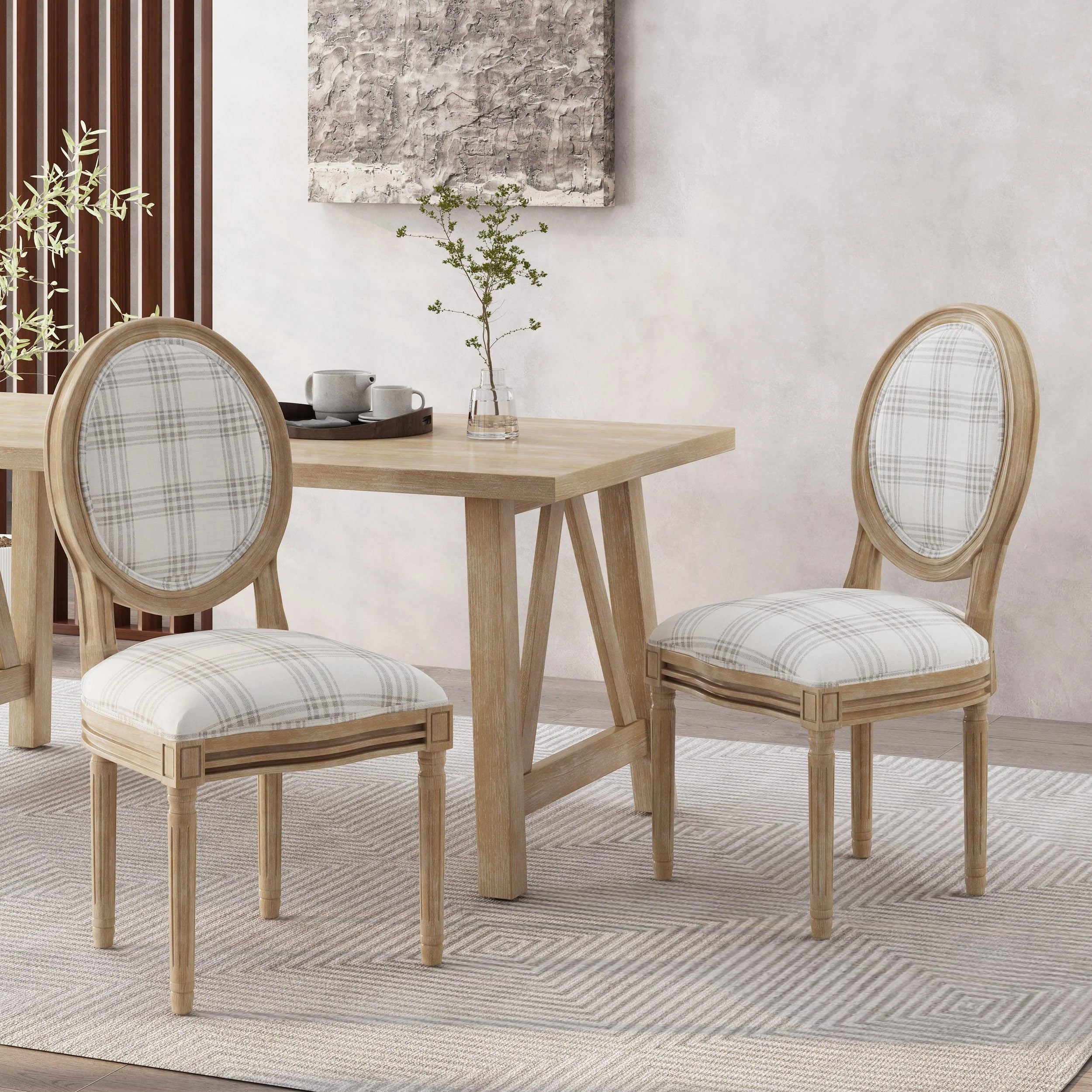French Country Fabric Dining Chairs - NH419413