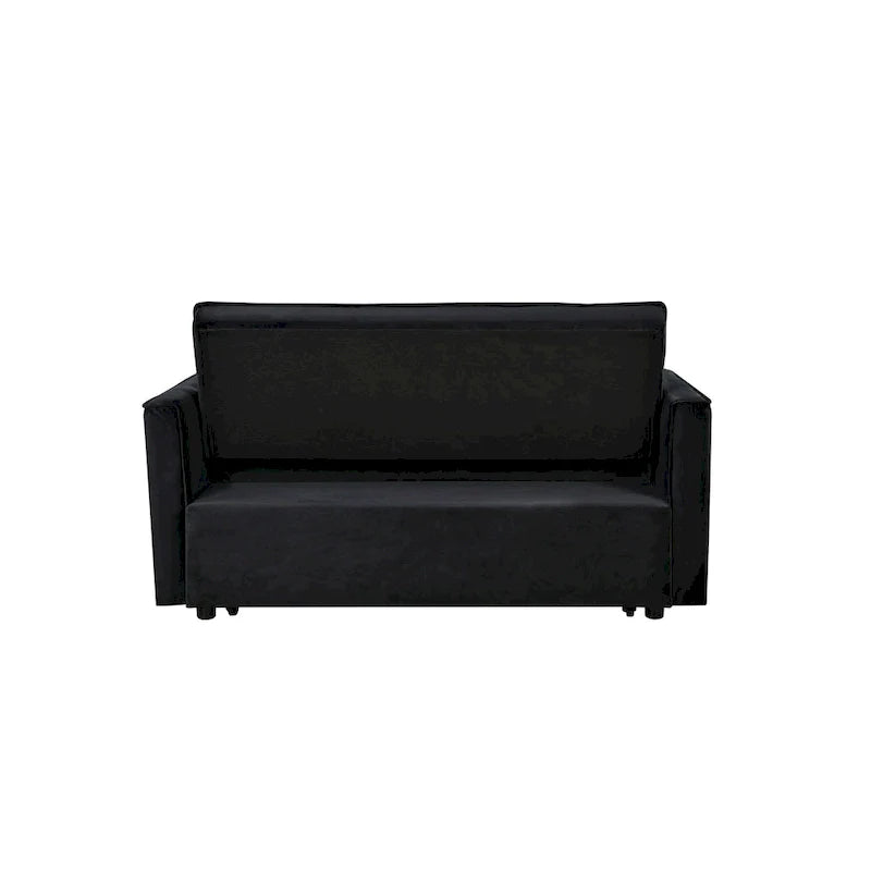 Causeuse de futon moderne en velours avec dossier inclinable et poches, 2 places – Gris foncé / Gris clair / Bleu / Noir