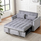 Causeuse de futon moderne en velours avec dossier inclinable et poches, 2 places – Gris foncé / Gris clair / Bleu / Noir