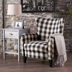 Modern Retro 30.25 High Back Upholstered Arm Chair with Wood Legs for Living Room