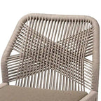 Chaise de salle à manger en acajou et corde tressée, style transitionnel moderne, grise