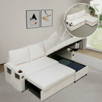 80 L-Shaped Sofa Couch Bed, Sofa Sleeper with Pull Out Bed, Reversible Sleeper Sofa Bed