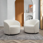 KINWELL 34 Wide Upholstered Swivel Accent Barrel Chair (Set of 2)