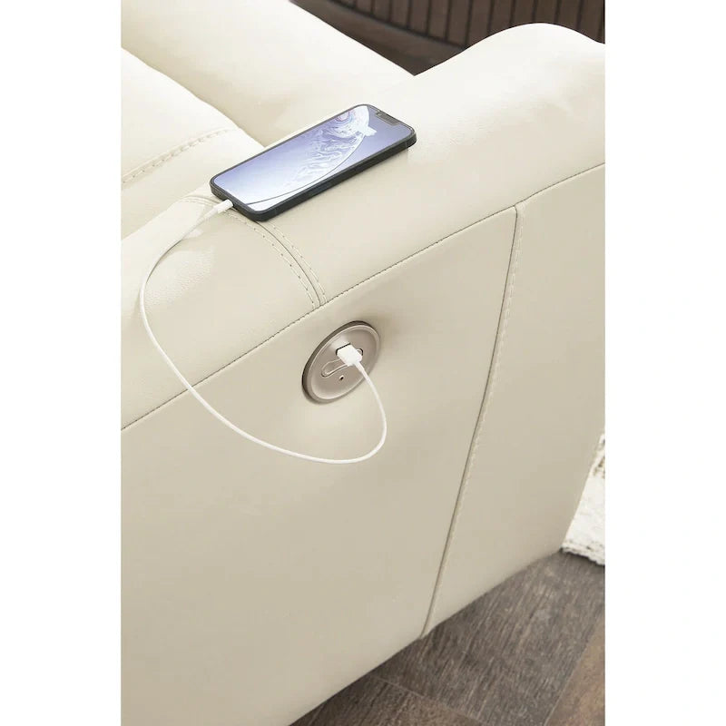 Signature Design by Ashley Dahlmoore Beige Power Reclining Loveseat with Console - 76 W x 42 D x 40 H
